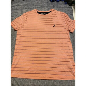 Nautica Stripe T Shirt Size Medium Pink & Black